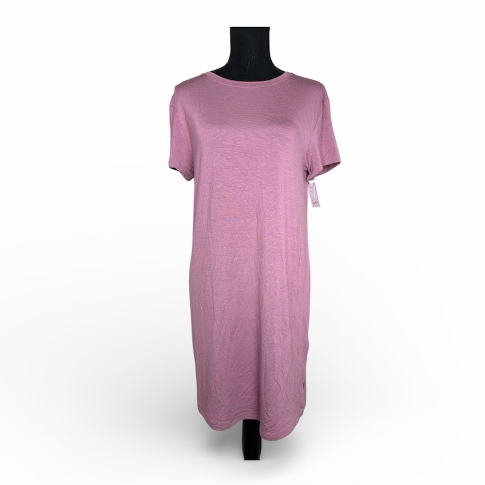 Auden Women's Mauve Cloud Knit Short Sleeve Pajama T-shirt Dress - Picture 1 of 5